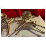 Collectable reindeer brass candle holders holiday Christmas