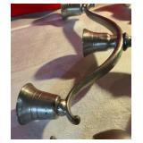 3 weighted pewter candlestick holders by leonard