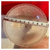 2 vintage glass ceiling lamp shades, pink & frosted