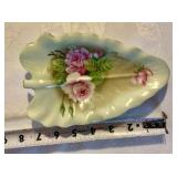 Group of 3 vintage hand painted floral rose china dishes, Lefton, Germany