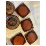 Collectable red terracotta glazed bowls & coasters
