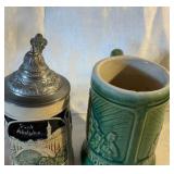 Pair of vintage beer steins, Luxembourg & Heidelberg Stoneware Mugs