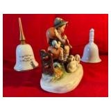 Vintage MJ Hummel Eventide stylized bee marked figurine #99 plus bells