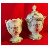 Vintage Northwoods Everglades Cornelian Custard Lass Cream and Sugar Uranium