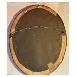 Vintage cupid awake lithograph by M. V. Parkinson in oval frame