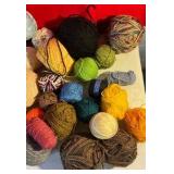 Large group of misc. yarn balls & sewing knitting crochet thread