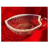 Fenton silvercrest hobnail heart candy dish and small bowl