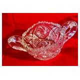 Vintage EAPG glass condiment set, cream & sugar and candy dish