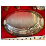 Set of 3 silver toned, handled serving trays Rogers and Viking
