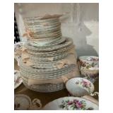 Vintage Royal Albert moss rose bone China dishes set made in England