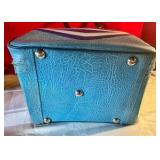 Vintage Brunswick Don Carter Blue leather bowling ball case with ball