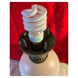 Vintage electrified glass hurricane 3-way lighted lamp hand painted floral