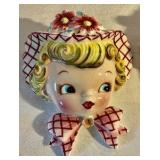 Pair of vintage Lefton Miss Daisy ceramic wall pocket