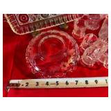 Group vintage clear glass brides basket, EAPG and other misc. etched glass items