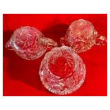 Vintage EAPG glass condiment set, cream & sugar and candy dish