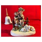 Vintage MJ Hummel Eventide stylized bee marked figurine #99 plus bells