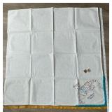 Group of 6 handmade flour sack embroidered days of the week kitten kitchen towels