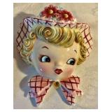 Pair of vintage Lefton Miss Daisy ceramic wall pocket