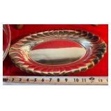 Set of 3 silver toned, handled serving trays Rogers and Viking