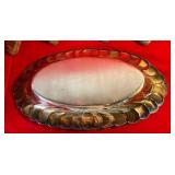 Set of 3 silver toned, handled serving trays Rogers and Viking