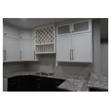 Showroom kitchen, white uppers, black lowers, w/granite, 9 foot x 9.5 foot