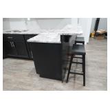 Showroom kitchen, white uppers, black lowers, w/granite, 9 foot x 9.5 foot