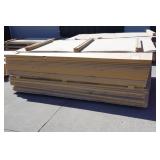 (19) 4x8 sheets 0.75 inch Clear Alder/White and (12) 4x8 sheets 0.75 inch Maple/White particle board