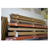 (2) 4x8 sheets 0.75 inch White/White particle board, (5) 4x8 sheets 0.75 inch Cherry/Cherry particle board, (6) 4x8 sheets 0.75 inch Black/Black Melamine, (1) 4x8 sheet 0.75 inch Red Oak/Maple Melamin