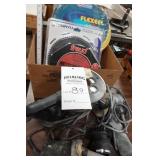 Porter Cable router, (2) Porter Cable palm sanders, new blades, air hose