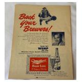 RARE! - 1951 Milwauke Brewers AAA MLB Score Card and Magazine vs. Indianapolis - Vintage Baseball