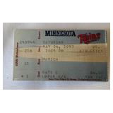 Kirby Puckett Autographed Post Card 1997 Kirby Puckett Weekend w/ Ticket Stub May 24, 1997 Minnesota Twins Baseball
