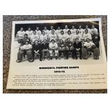 Minnesota Fighting Saints 1974-75 Vintage Team Issues Hockey Photo