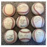 (9) Umpire Autographed Baseballs - Multiple Autos Each From MLB Umps, OMLB Rawlings Balls