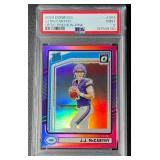 JJ McCarthy PSA 9 Mint Slab Donruss Optic Preview Pink Minnesota Vikings Rookie Football Card No. 303
