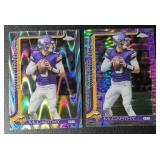 JJ McCarthy 2-Card Topps Chrome Refractor Minnesota Vikings Football Card Lot