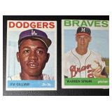 2-Card 1964 Topps Vintage Baseball Card Lot - Gilliam and Spahn