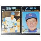 2-Card 1971 Topps Vintage Baseball Card Lot - Wilhelm and Durocher High #