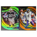 2-Card 2020 Select HOF Parallel Die-Cut Football Card Lot - Favre and Rice