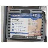 Cosco 3 Step All Steel Step Stool with Tray: Folding Ladder, 225 lb Capacity, Silver, 3 Rungs, 28.74" Max Height