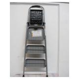 Cosco 3 Step All Steel Step Stool with Tray: Folding Ladder, 225 lb Capacity, Silver, 3 Rungs, 28.74" Max Height