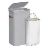 SONGMICS Laundry Basket, 100 L Laundry Hamper, with Lid and Handles, Removable Liner, Easy Assembly