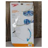 Speedo Junior Reefscout Mask & Snorkel Set - Blue/Green: Ages 6-14, Polycarbonate