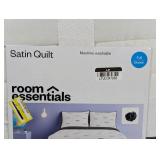 Full/Queen Satin Quilt White/Black - Room Essentials™: Midweight Sateen Coverlet