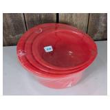 3 Red Mixing Bowls