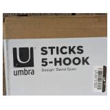 Umbra Sticks Multi Hook Black: Wall Hanger, 5 Decorative Hooks, ABS Material, 25 lb Capacity