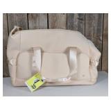 ALL IN MOTION - FAUX NEOPRENE WEEKENDER BAG, CREAM