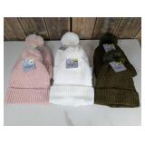 Pom Beanies - 6 ct, One Size, (2 green, 2 white, 2 pink)