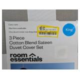 King Cotton Blend Sateen Duvet Cover Set Light Gray/White Dot