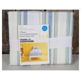 2 Piece Cotton Blend Sateen Duvet Cover Set, Striped Colored