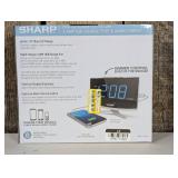 Jumbo LED Curved Display Alarm Clock - Sharp: USB Charging Port, High/Low Brightness
